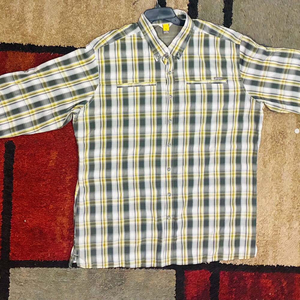 EDDIE BAUER MEN'S BUTTON FRONT ROLLED UP L/S SHIRT SIZE MEDIUM